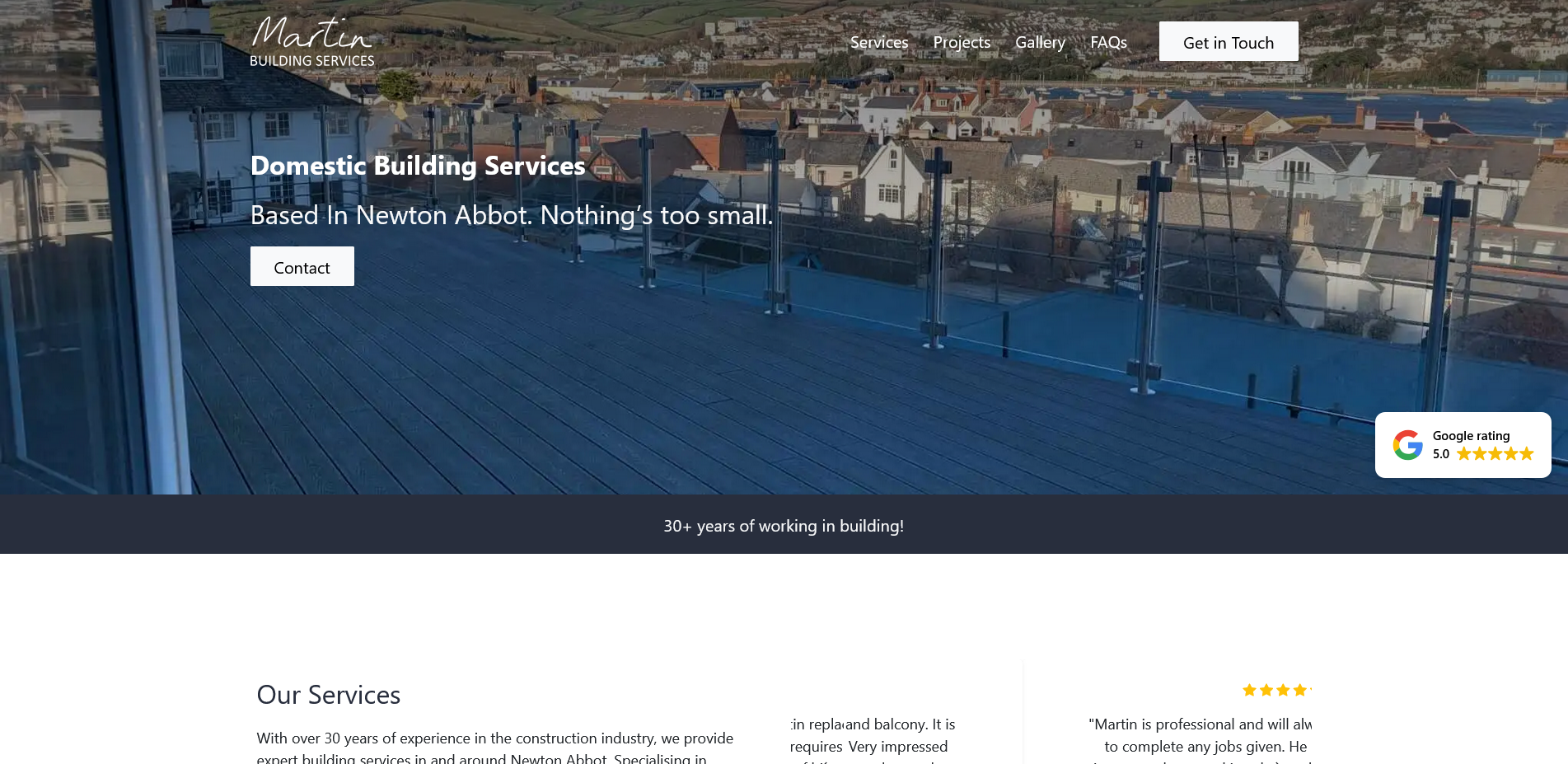 Martin Building Services hero section